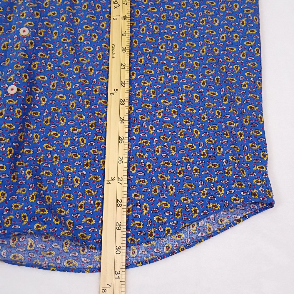 Alan Flusser Mens XL Blue Paisley Cotton Long Sleeve Button Down Shirt - Picture 9 of 11